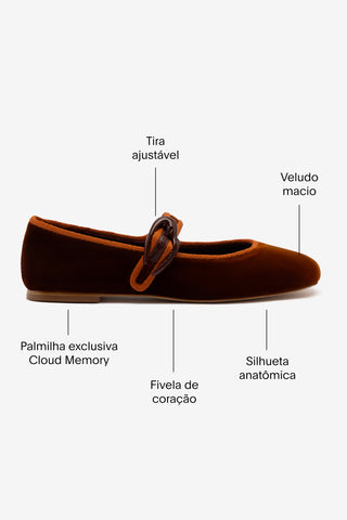 Sapatilha Verona Veludo Marrom