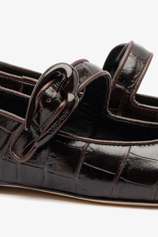 Sapatilha Verona Couro Croco Marrom