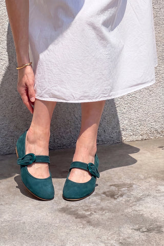 Sapatilha Verona Veludo Azul Flat Larroudé
