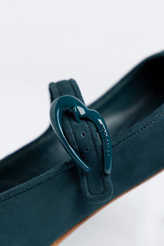 Sapatilha Verona Veludo Azul Flat Larroudé