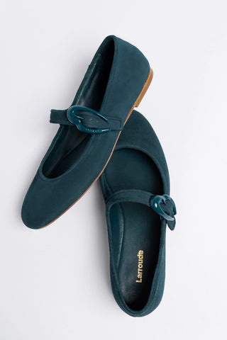 Sapatilha Verona Veludo Azul Flat Larroudé