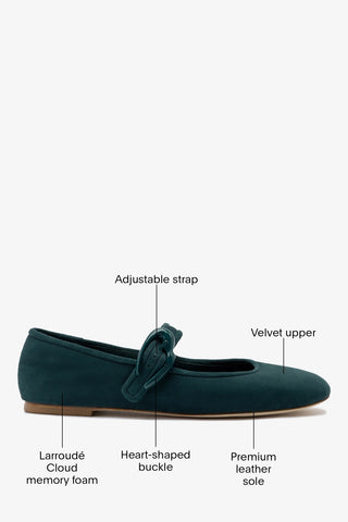 Sapatilha Verona Veludo Azul Flat Larroudé