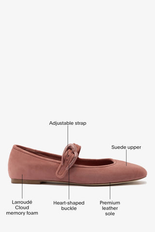 Sapatilha Verona Camurça Rosa Flat Larroudé