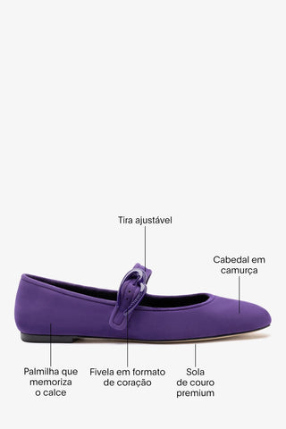 Sapatilha Verona Camurça Roxo Ballet Larroudé