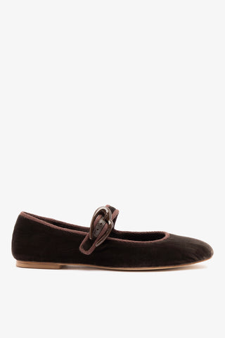 Sapatilha Verona Veludo Marrom Flat Larroudé