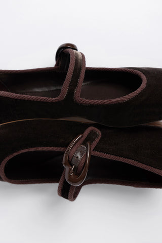 Sapatilha Verona Veludo Marrom Flat Larroudé