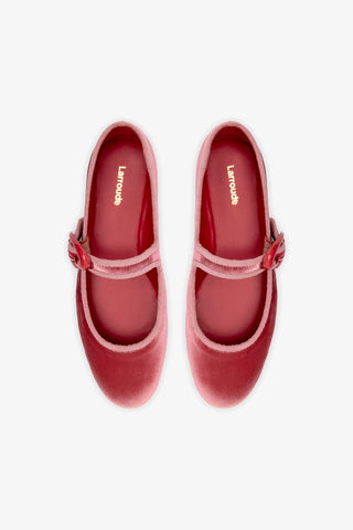 Verona Ballet Flat In Lampone Velvet