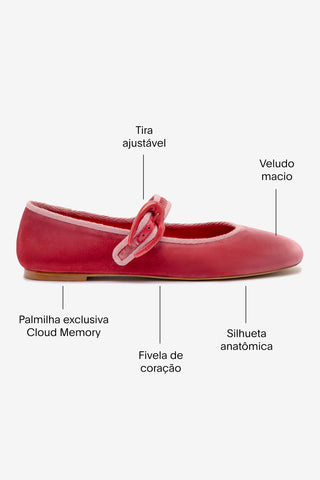 Sapatilha Verona Veludo Rosa