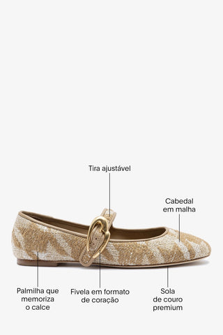 Sapatilha Verona Malha Estampado Caramelo Ballet Larroudé