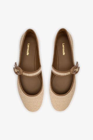 Sapatilha Verona Ráfia Bege e Couro Marrom