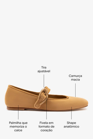 Sapatilha Verona Camurça Caramelo Ballerina Larroudé