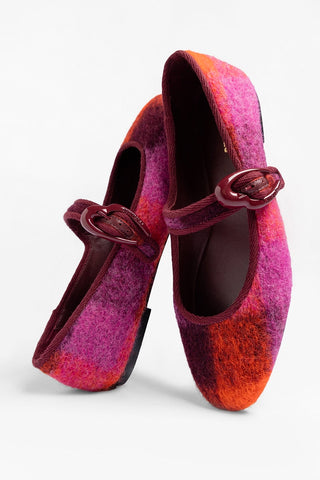 Sapatilha Verona Feltro Estampado Rosa Ballet Larroudé