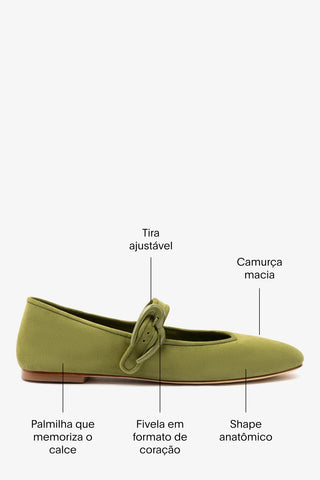 Sapatilha Verona Camurça Verde Ballerina Larroudé
