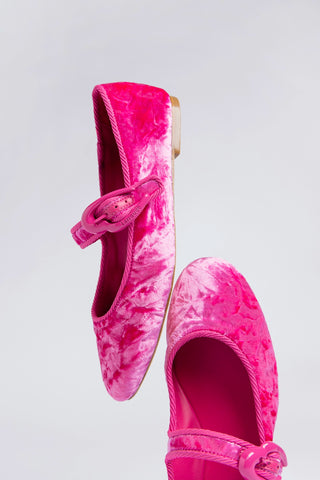 Sapatilha Verona Veludo Rosa Flat Larroudé