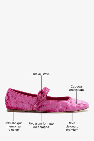 Sapatilha Verona Veludo Rosa Flat Larroudé