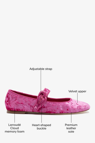 Sapatilha Verona Veludo Rosa Flat Larroudé