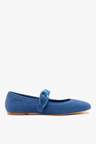 Sapatilha Verona Camurça Azul Ballet Larroudé