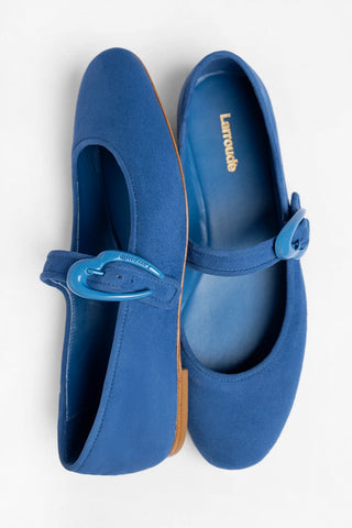 Sapatilha Verona Camurça Azul Ballet Larroudé