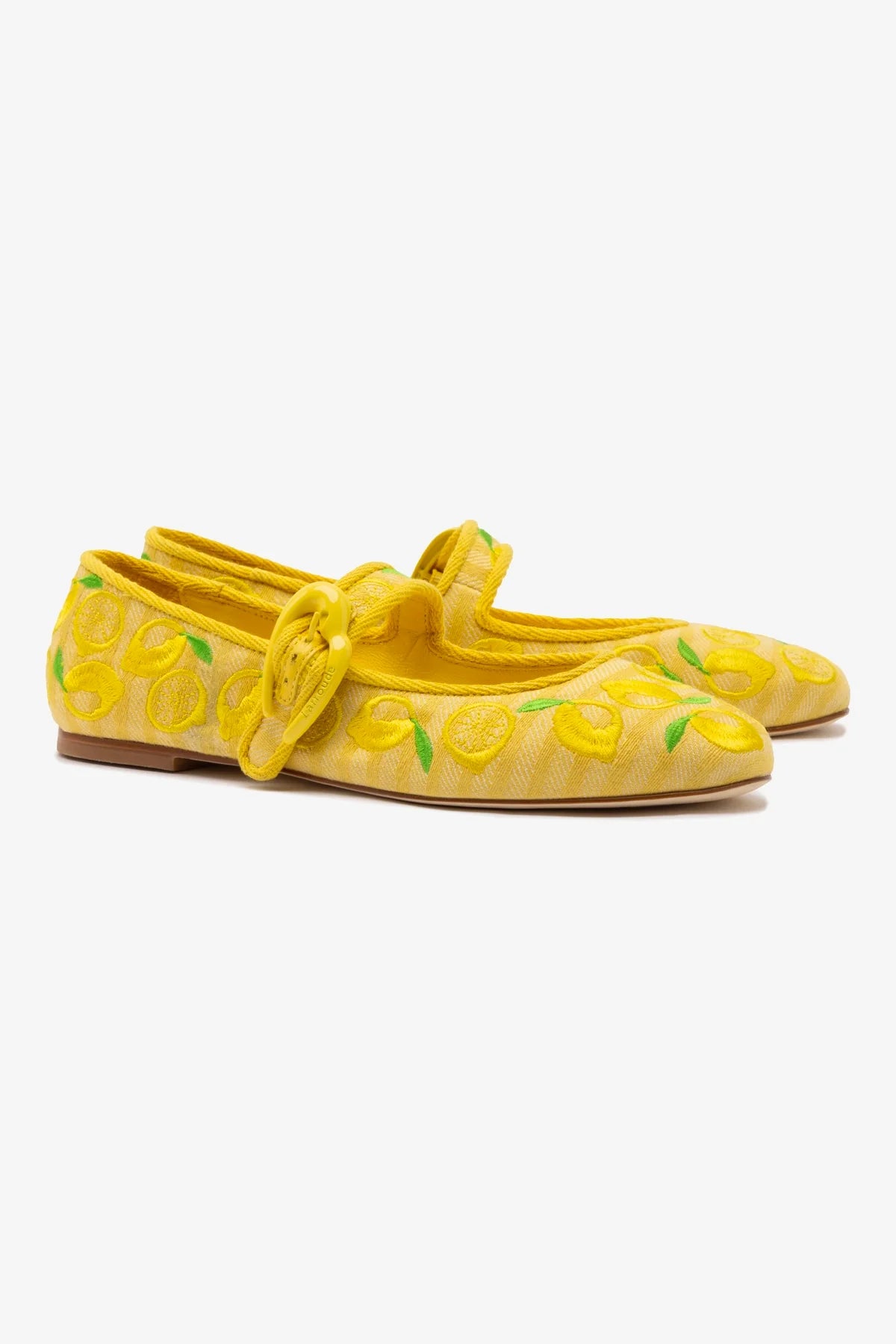 Verona Ballet Flat In Sunrise Striped Fabric and Sicilian Lemon Embroidery