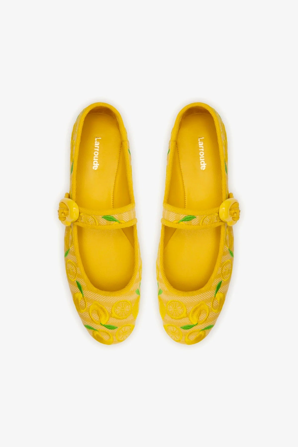 Verona Ballet Flat In Sunrise Striped Fabric and Sicilian Lemon Embroidery