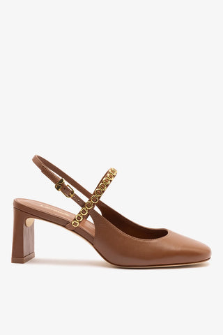 Slingback Georgina Milanina Couro Caramelo Womens - Shoes - Pumps Larroudé