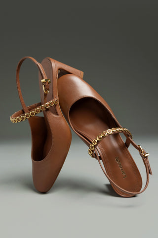 Slingback Georgina Milanina Couro Caramelo Pump Larroudé