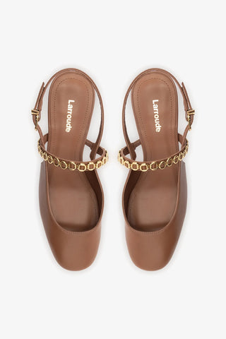 Slingback Georgina Milanina Couro Caramelo Womens - Shoes - Pumps Larroudé