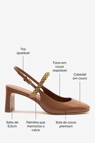 Slingback Georgina Milanina Couro Caramelo Pump Larroudé