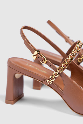 Slingback Georgina Milanina Couro Caramelo Pump Larroudé