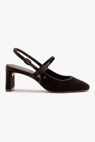 Slingback Georgina Veludo Marrom
