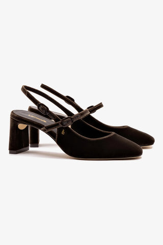 Slingback Georgina Veludo Marrom
