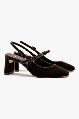 Slingback Georgina Veludo Marrom