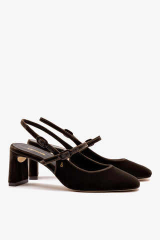 Slingback Georgina Veludo Marrom Pump Larroudé