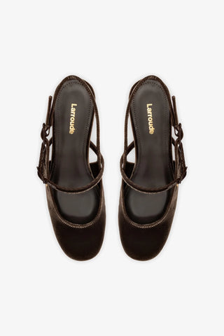 Slingback Georgina Veludo Marrom