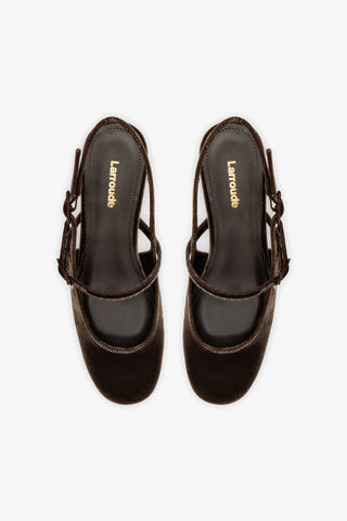 Slingback Georgina Veludo Marrom