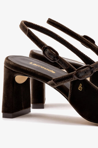 Slingback Georgina Veludo Marrom