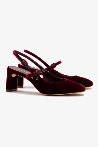 Slingback Georgina Veludo Vinho
