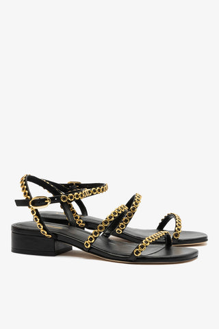 Sandália Flat Milanina Couro Preto