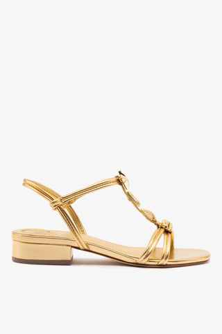 Sandália Flat Shelly Couro Dourado Sandal Larroudé