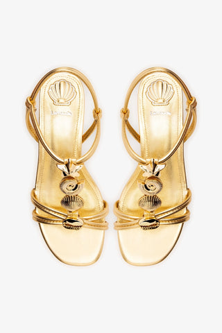Sandália Flat Shelly Couro Dourado Sandal Larroudé