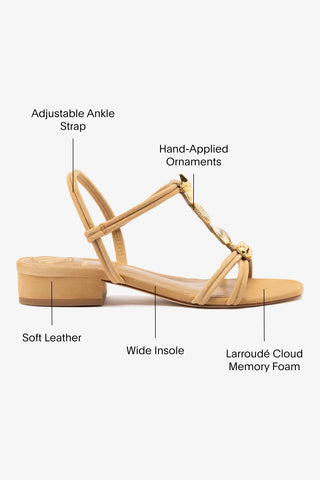 Shelly Flat Sandal In Peanut Suede