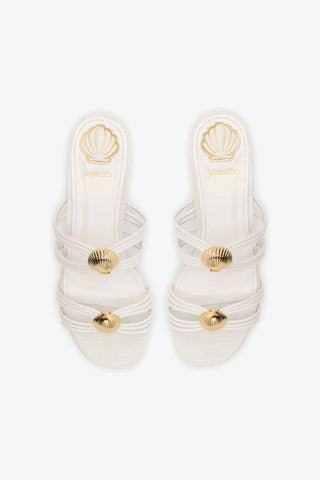Shelly Flat Mule In White Leather