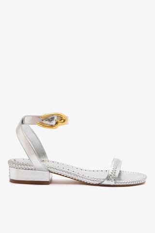 Sandália Flat Verona Couro Prateado Womens - Shoes - Flats Larroudé