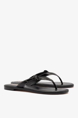 Flat Mary Kate Couro Preto Womens - Shoes - Flats Larroudé