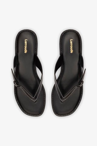 Flat Mary Kate Couro Preto Womens - Shoes - Flats Larroudé