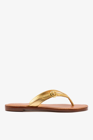 Flat Mary Kate Couro Dourado Womens - Shoes - Flats Larroudé