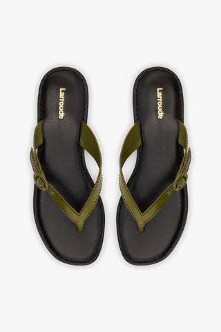 Flat Mary Kate Couro Verde Womens - Shoes - Flats Larroudé