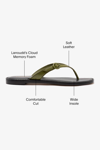 Mary Kate Flat Sandal In Seaweed Leather