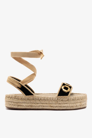 Flatform Espadrille Milan Camurça Preto