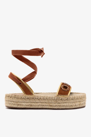 Flatform Espadrille Milan Camurça Caramelo